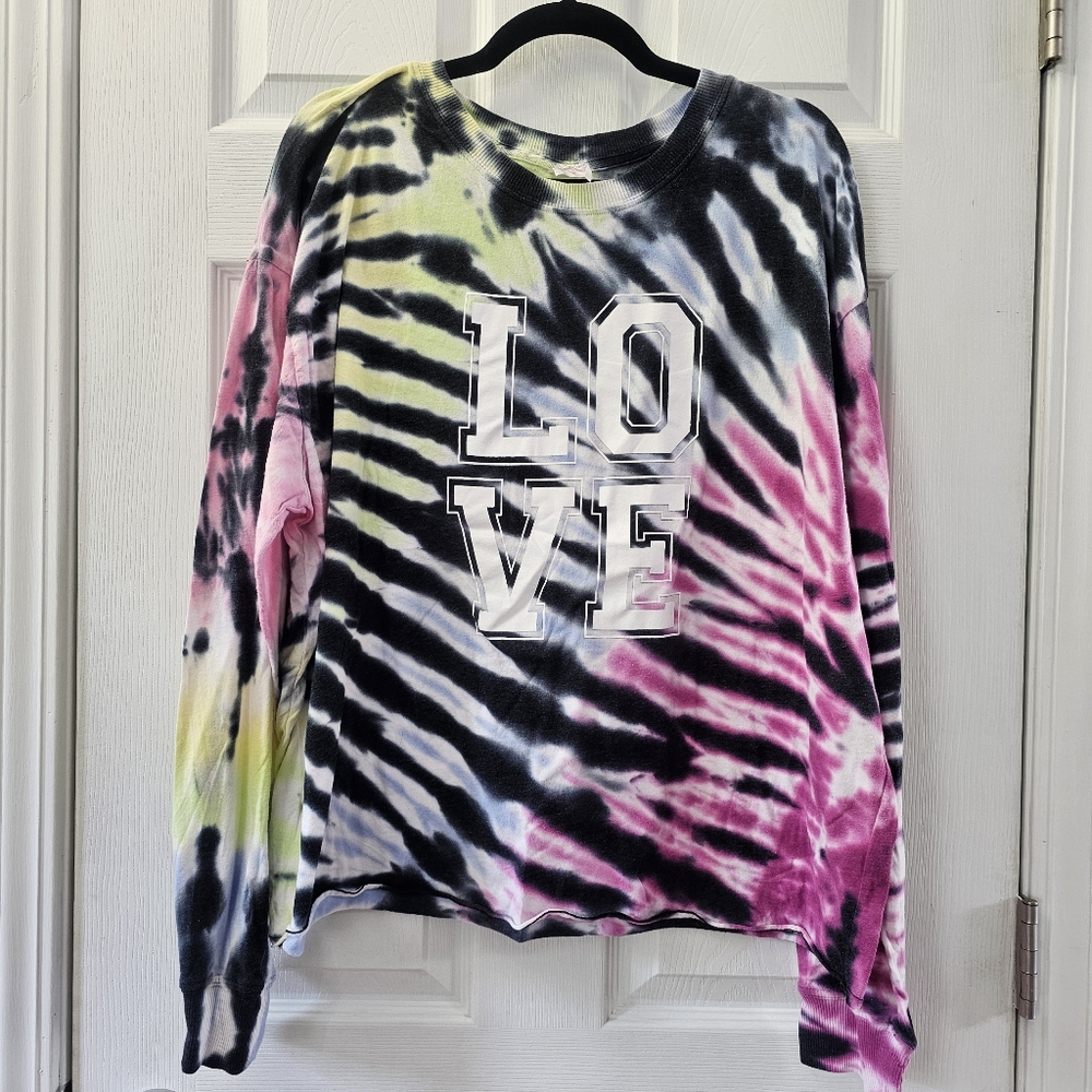 No Boundaries Tie Dye Love Long Sleeve Tee Shirt Size XXXL